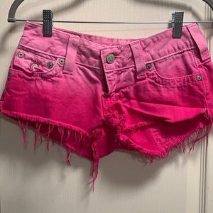 True religion Hot pink ombré denim shorts